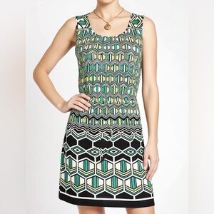 Enfocus Studio Geometric Green Black White Mini Dress size 4